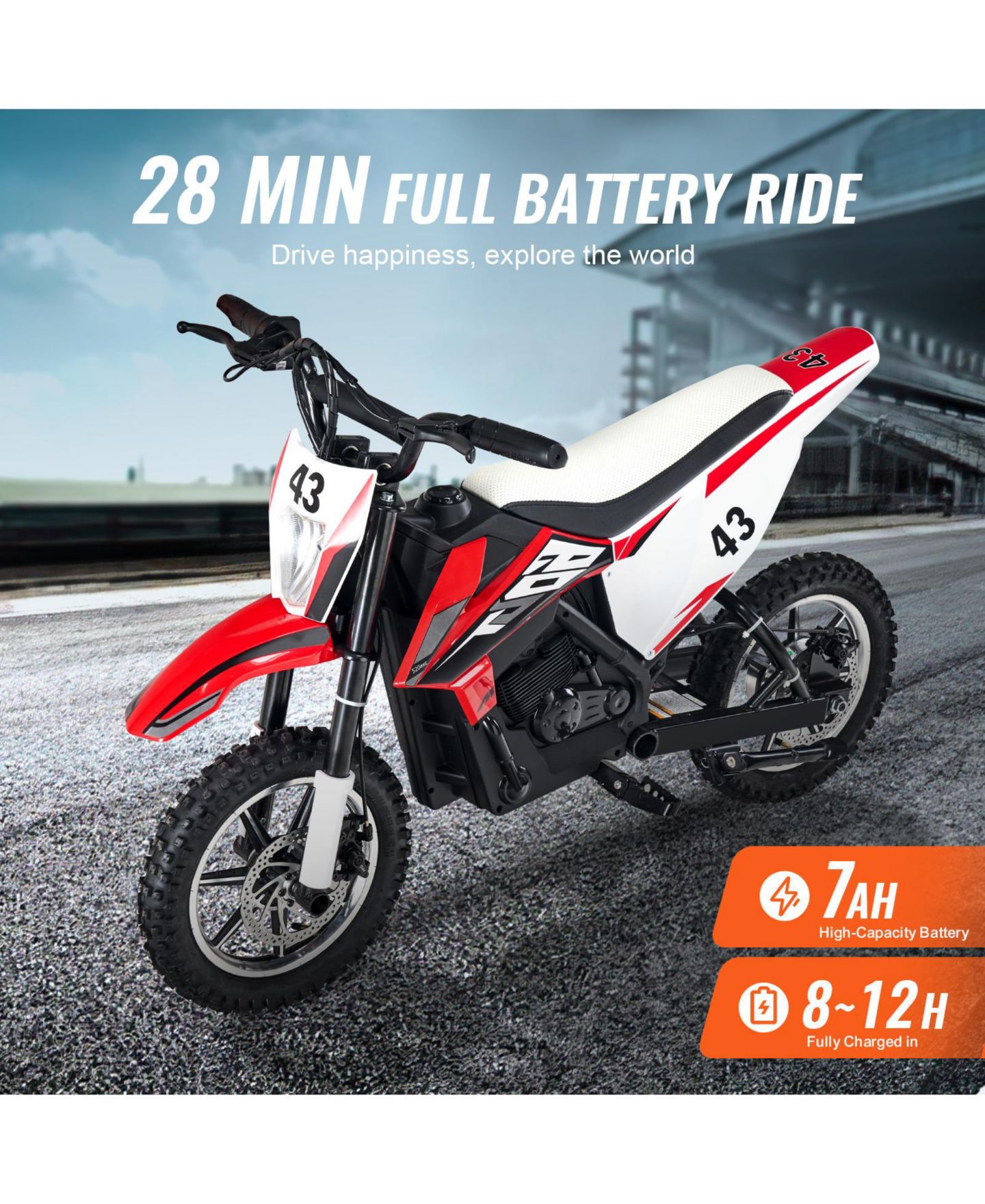 Детские игрушки HONGGE Electric Ride-On Motorcycle 36V Powered 15.5 mph Treaded Tires, 175 lbs Capacity, Ages 14+, цвет: Чёрный — фото 8