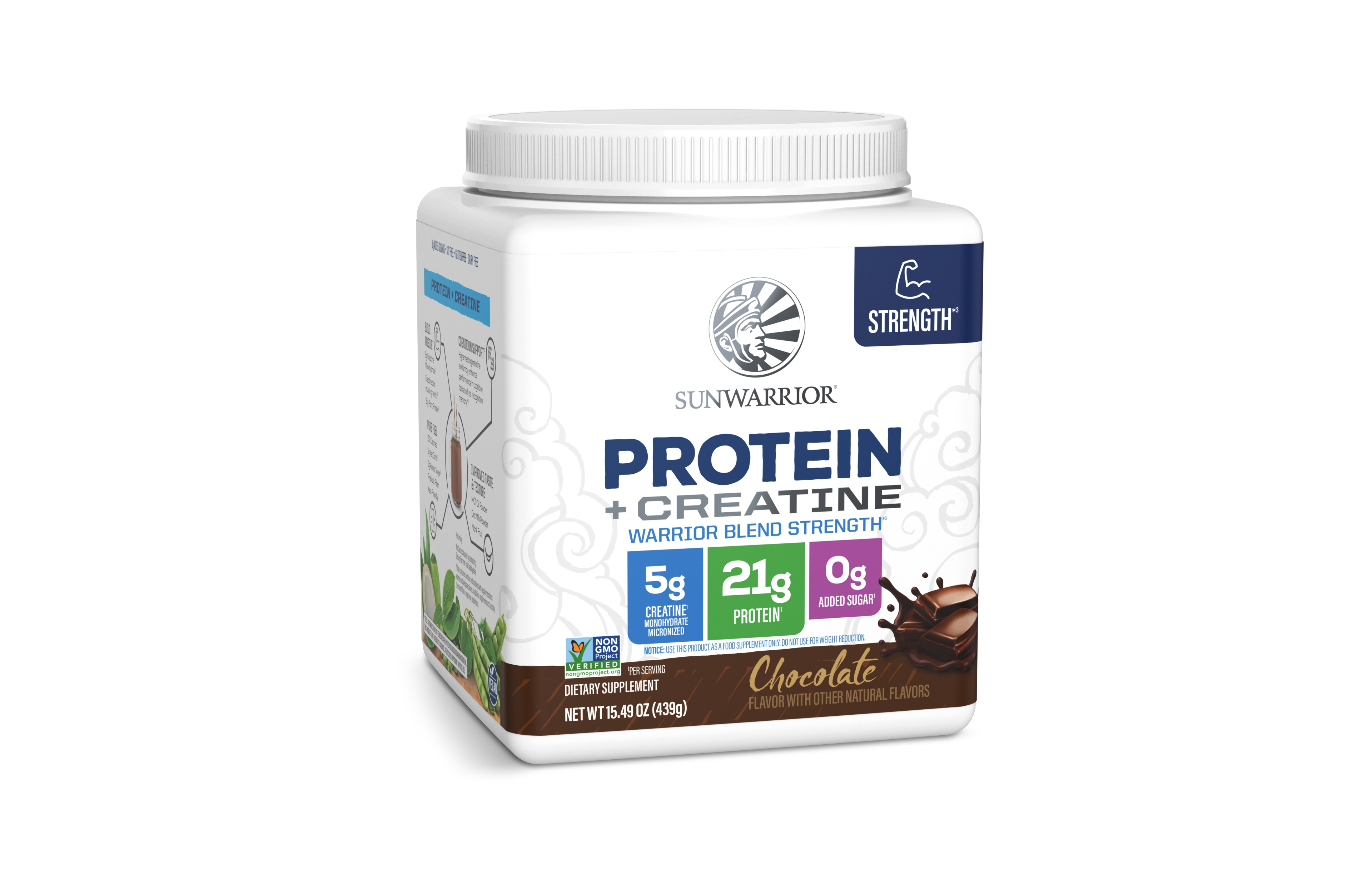 Sunwarrior Warrior Blend Protein Powder with Micronized Creatine Monohydrate, Chocolate Flavor, 10 Servings