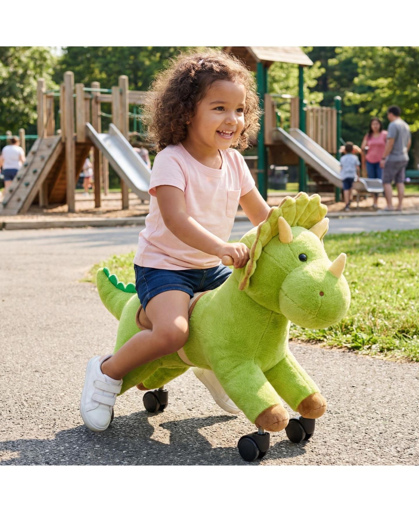 Детская игрушка HONGGE Kids Ride-On Dinosaur Toy with 360 Degree Caster Wheels, 88 lb Capacity, Ages 3+, цвет: Зелёный — фото 2