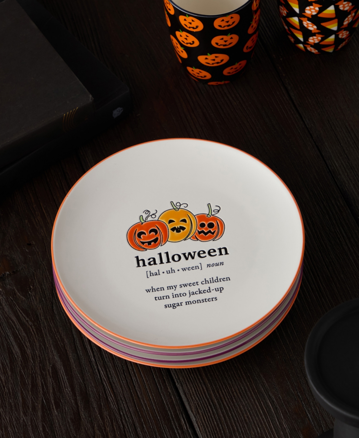 Certified International Halloween Words Salad Plates, Set of 4