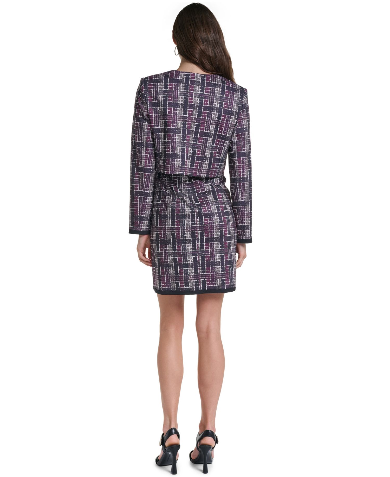 Women's Plaid Cropped Ponte Jacket
