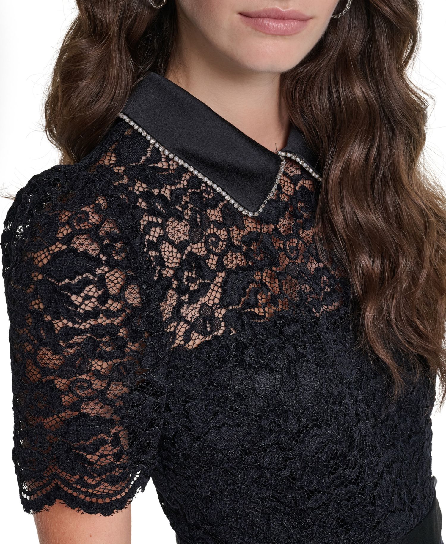 Women's Lace A-Line Cap-Sleeve Dress
