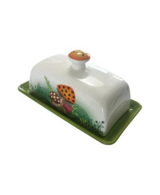 Ceramic 4.3" Mushroom-Themed Butter Dish