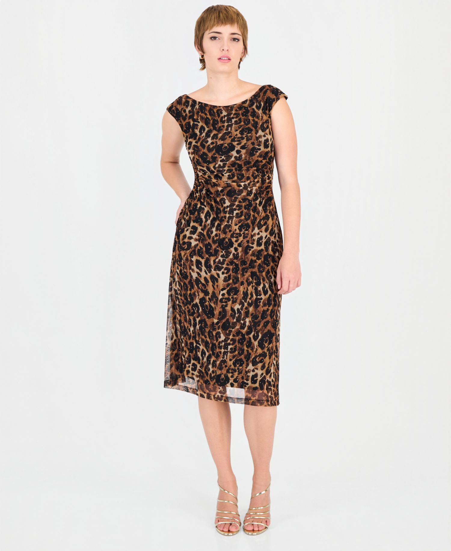 Women's Leopard-Print Allover-Sequin Midi Dress