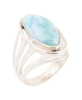 Abstract Blue Larimar and Silver Statement Ring