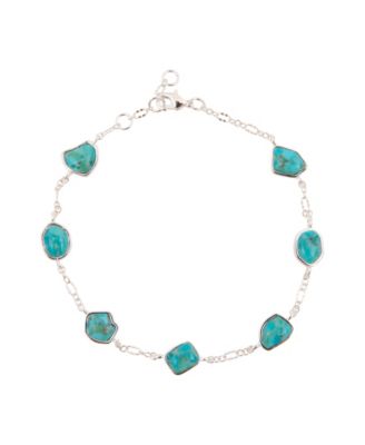 Blue Turquoise and Silver Line Bracelet