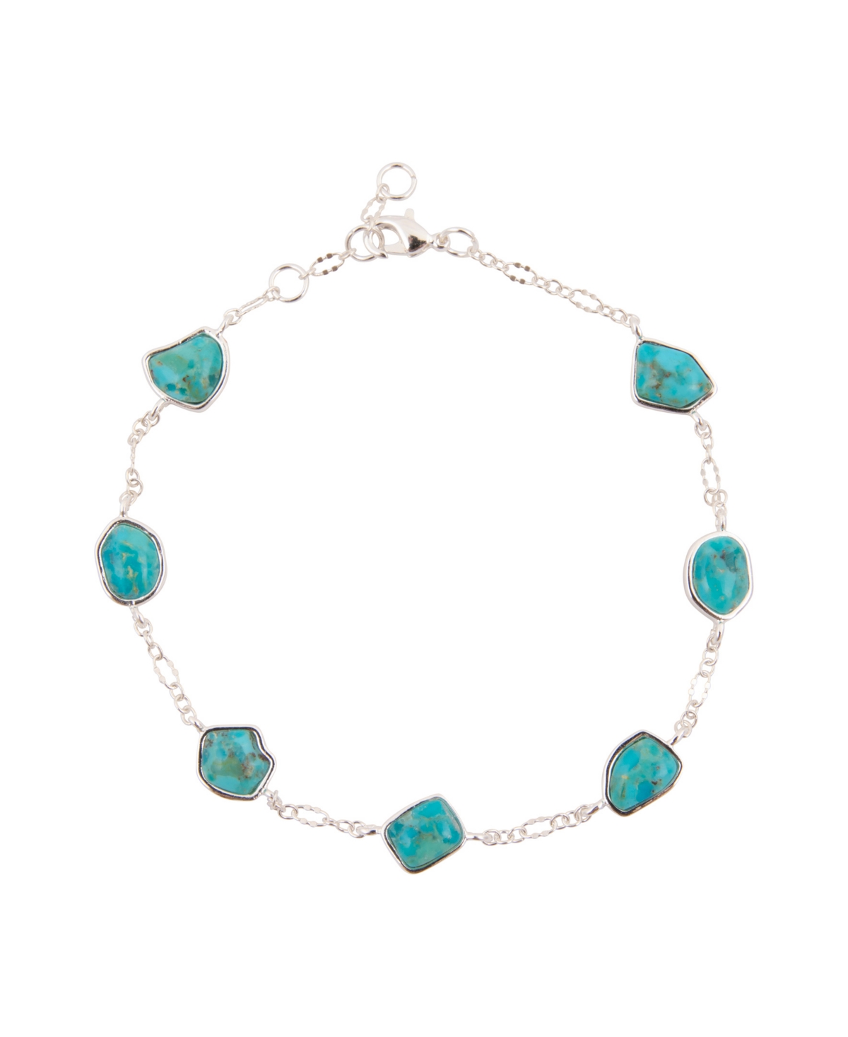 Barse Blue Turquoise And Silver Line Bracelet