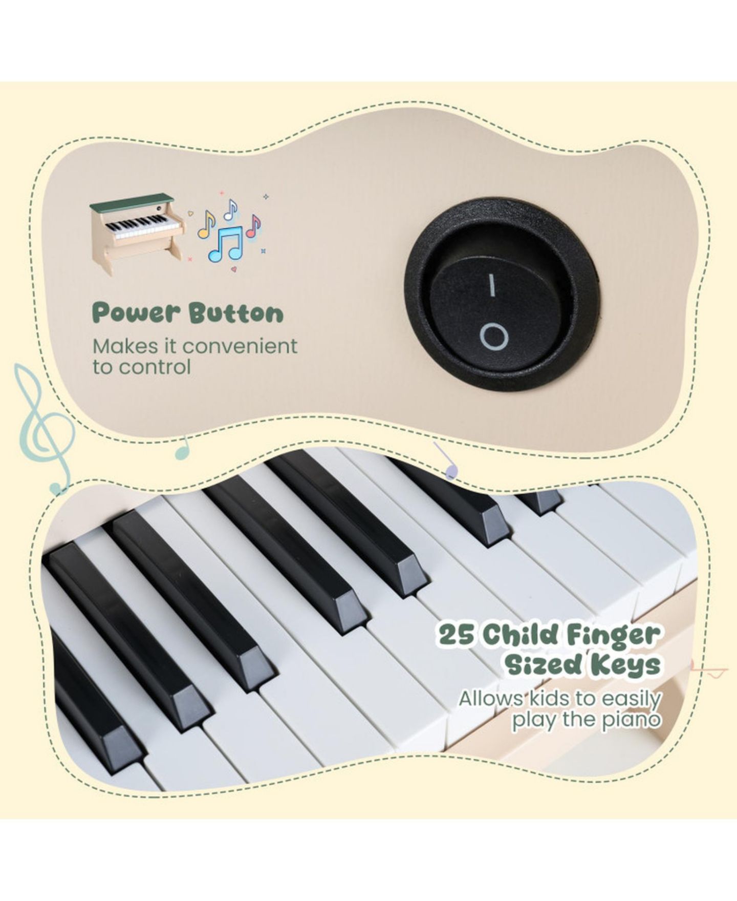 Детские игрушки SUGIFT 25 Keys Wooden Digital Piano Keyboard and Music Stand, 2-Piece Set, Ages 3+, цвет: Зелёный — фото 5