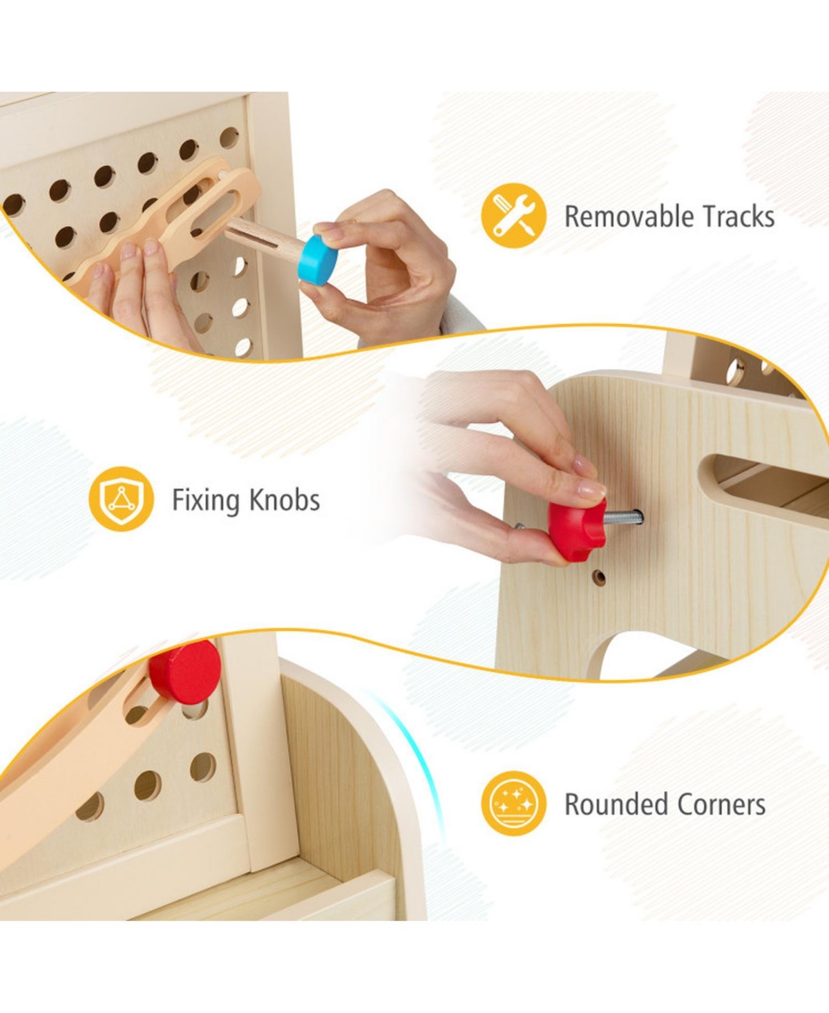 Hongge 2-in-1 Magnetic Art Easel and Marble Run Building Set, Ages 3+