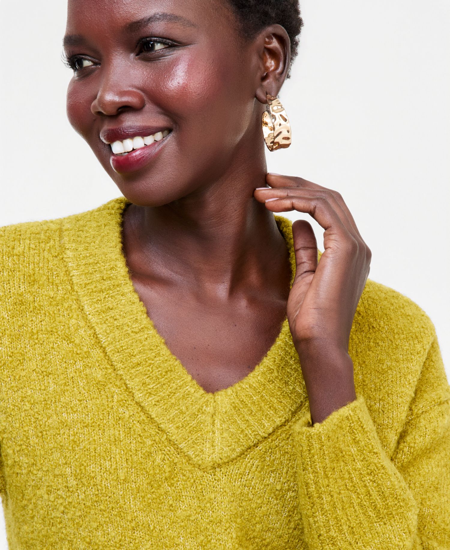 Women's Boucl&eacute; V-Neck Sweater