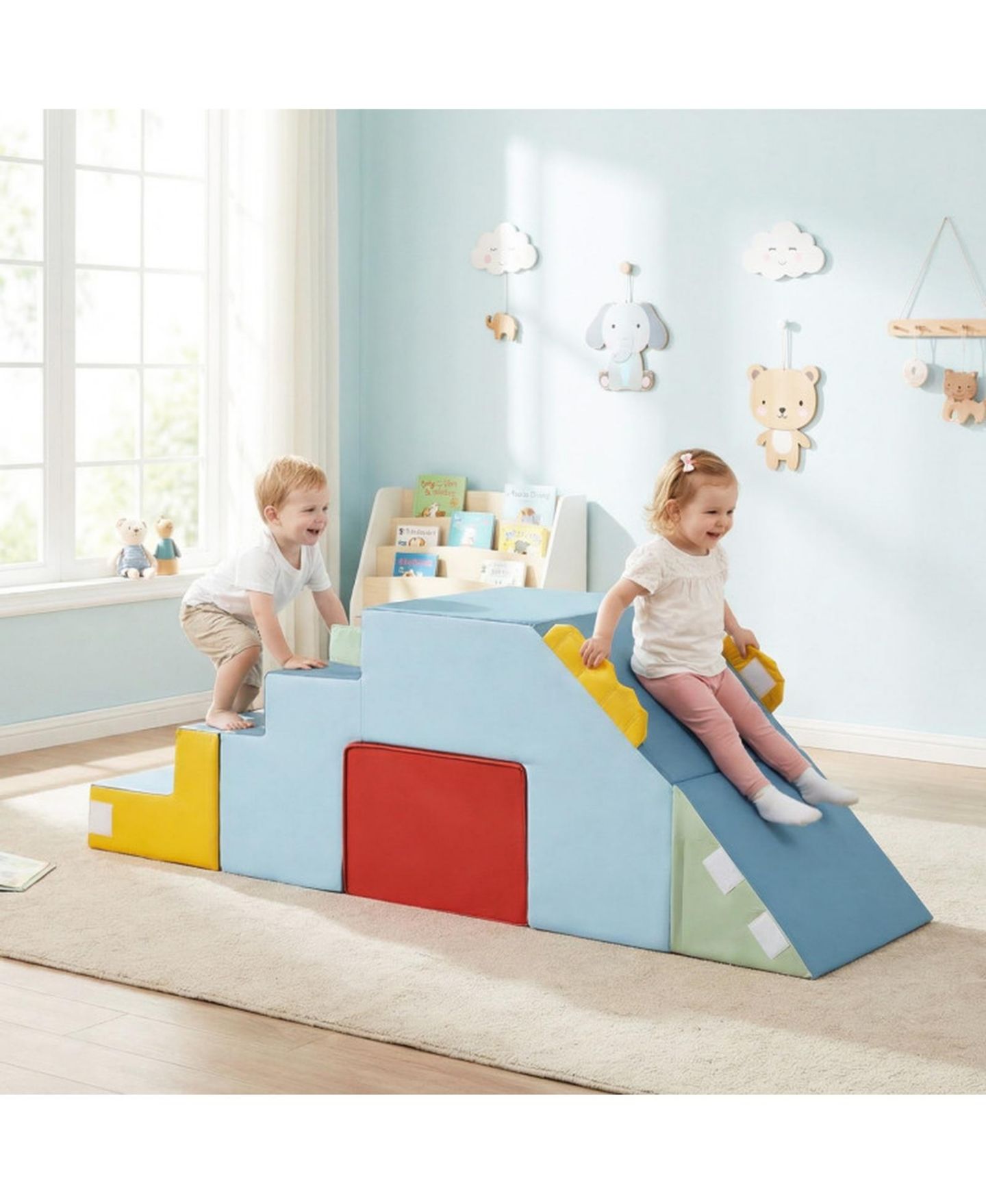 Детские конструкторы SUGIFT Convertible Soft Foam Blocks with Velvet Covers Table and Chair Set, 3-in-1, Ages 3-6, цвет: Синий — фото 2