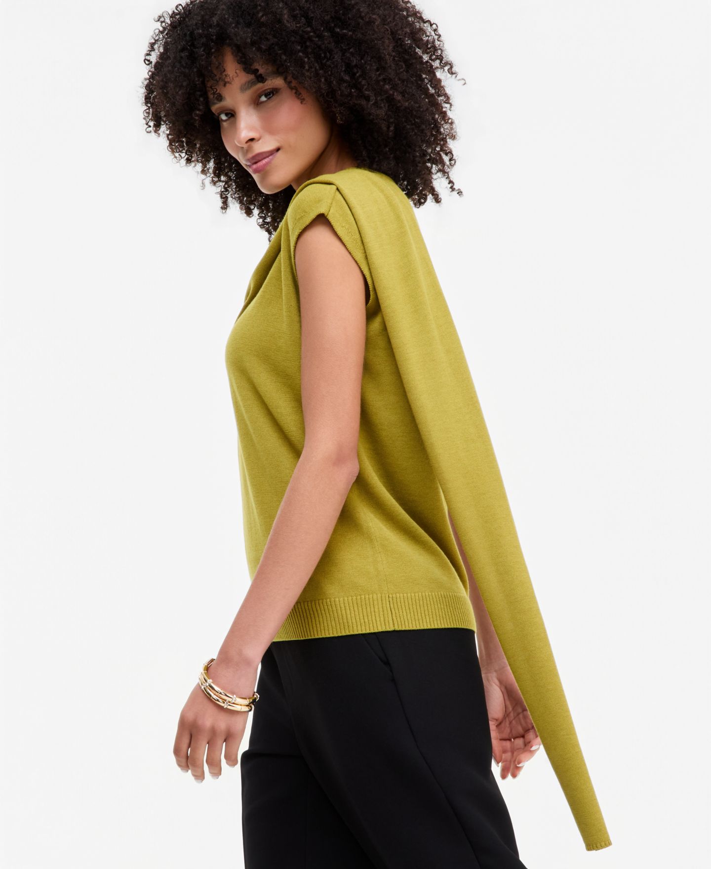 Женский свитер I.N.C. International Concepts Sleeveless Scarf-Detail, цвет: Карри — фото 3