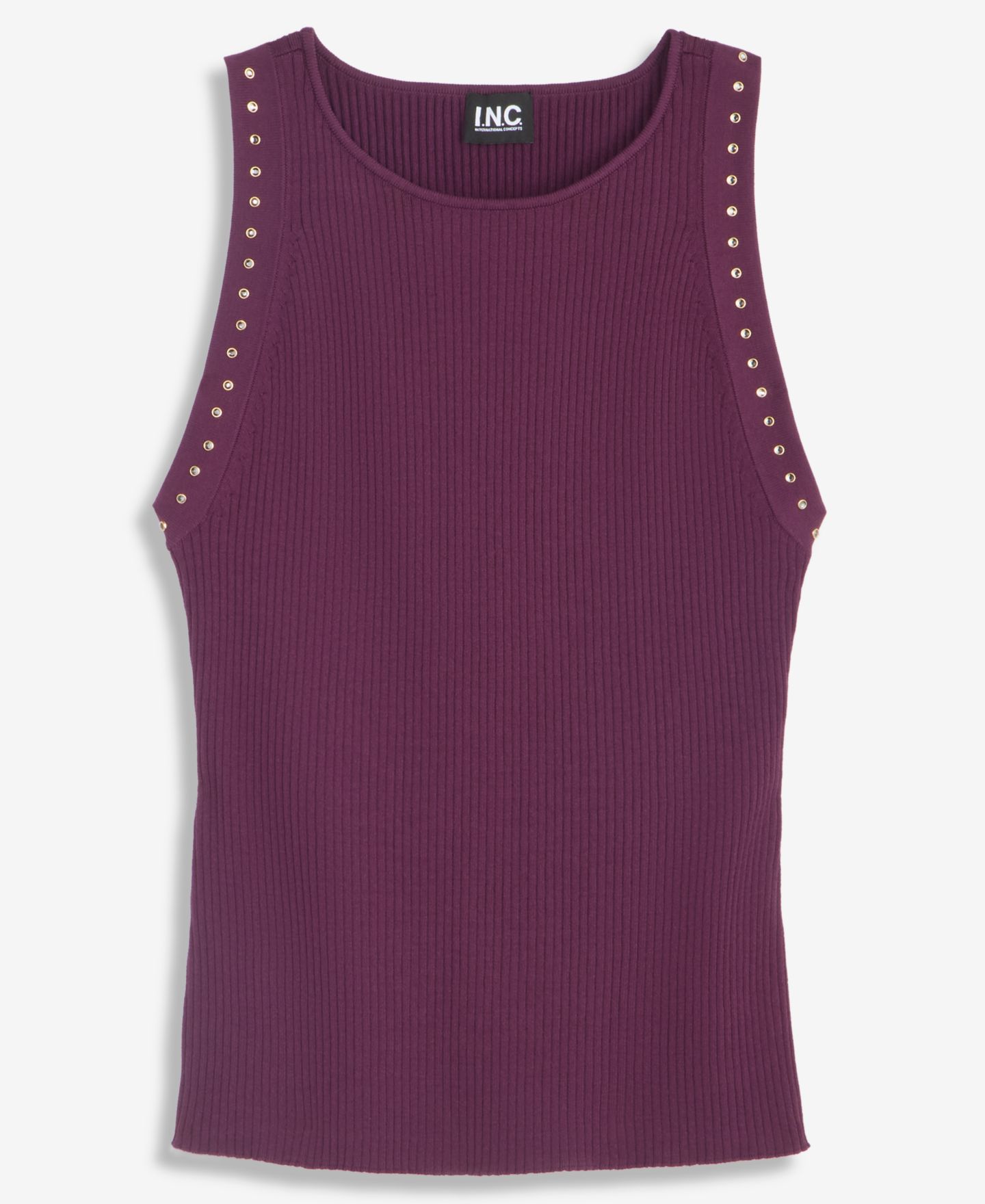Женский топ I.N.C. International Concepts Studded Ribbed-Knit Boat-Neck, цвет: Ягодный винный — фото 5