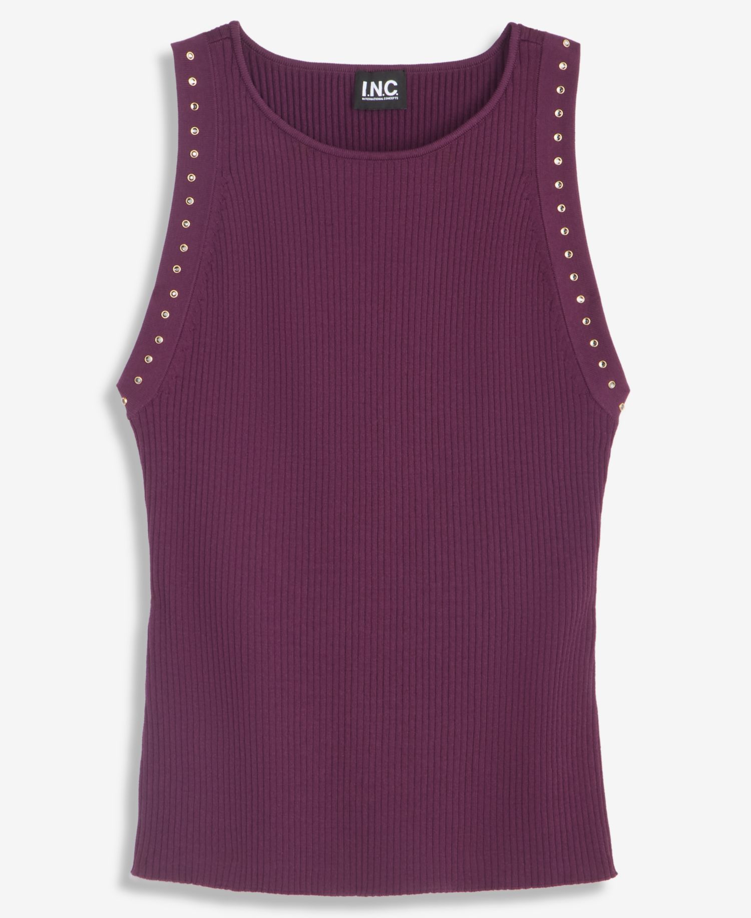 Women's Studded Ribbed-Knit Boat-Neck Tank