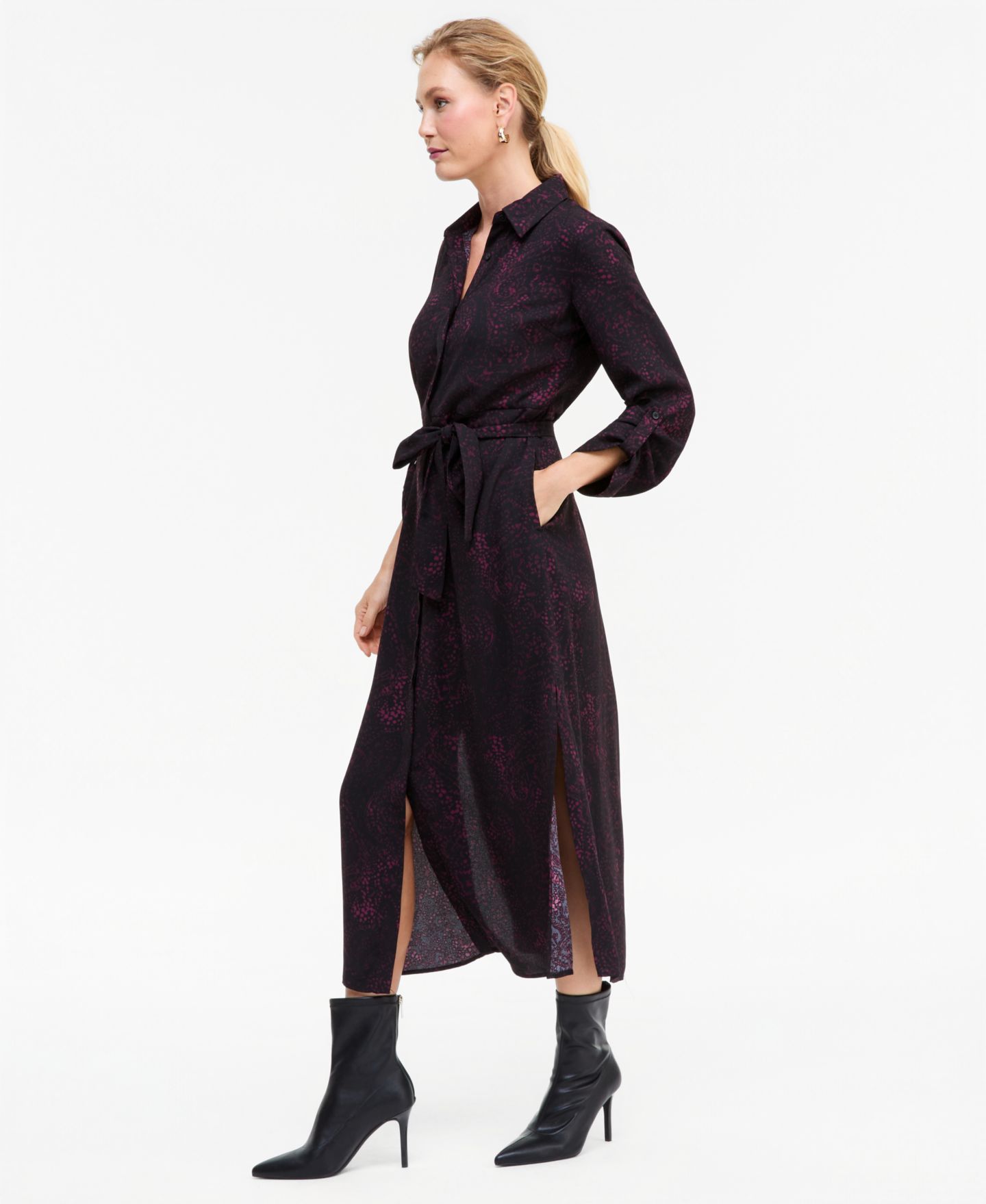 Женское платье I.N.C. International Concepts Long-Sleeve Printed Belted Shirt Dress, цвет: Gail Paisley — фото 3