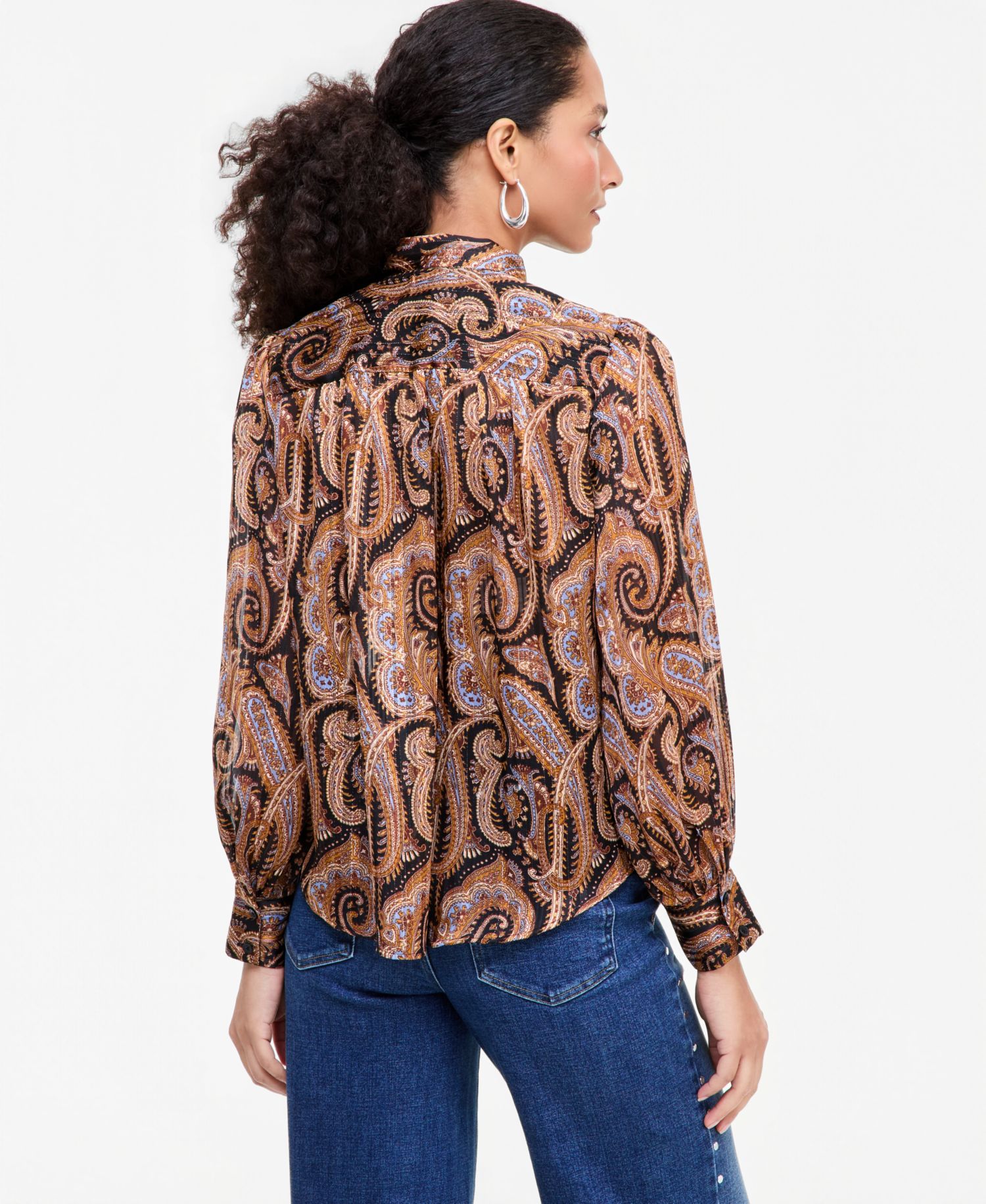 Women's Tie-Neck Long-Sleeve Blouse