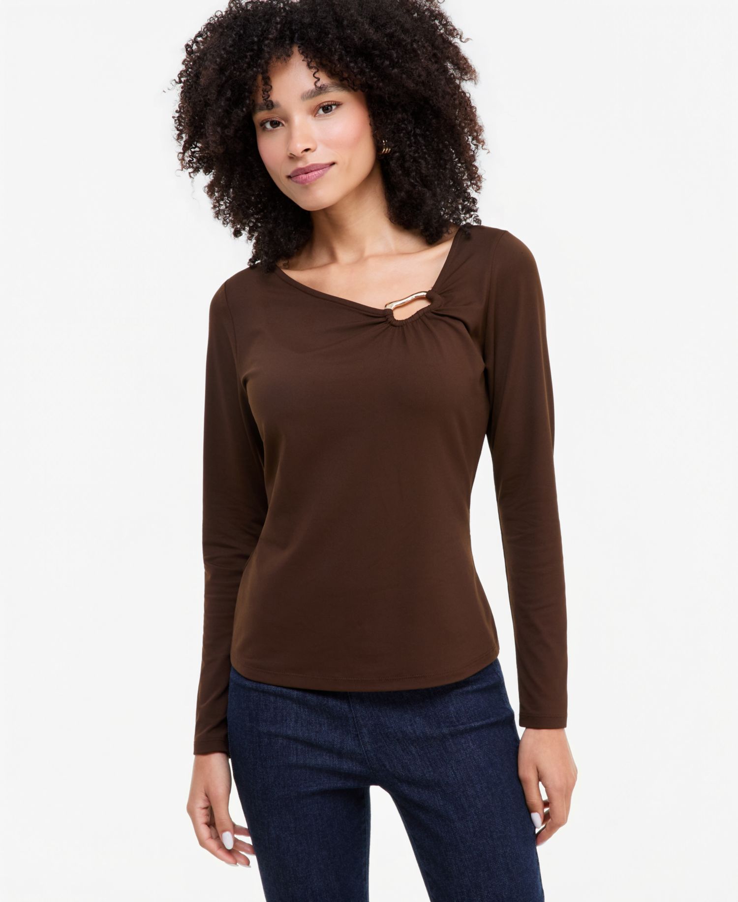 Women's Hardware Detail Long-Sleeve Top