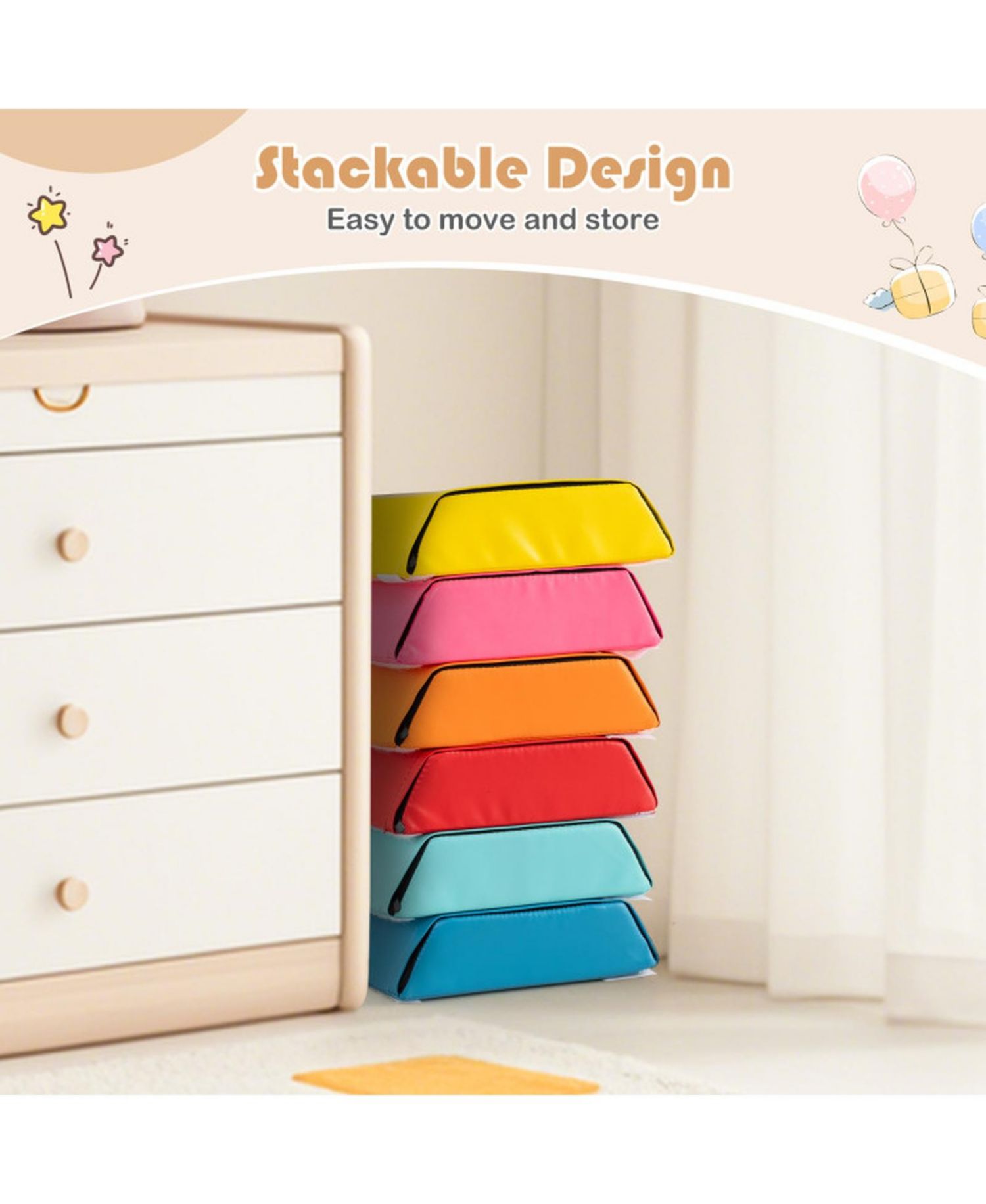 Baby Convertible Hexagon Foam Playmat, 6-Block Set