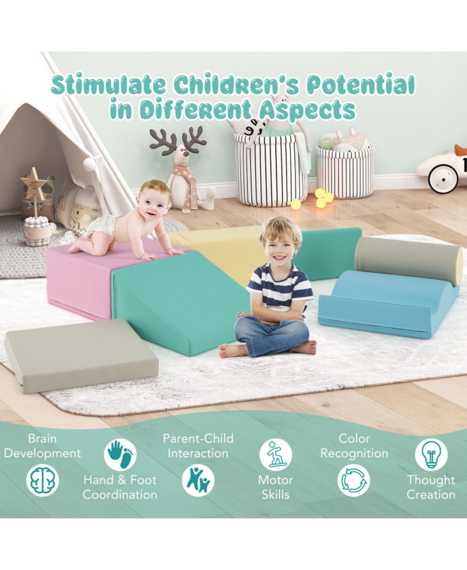 Infant Soft Foam 7-Piece Climbing Block Set