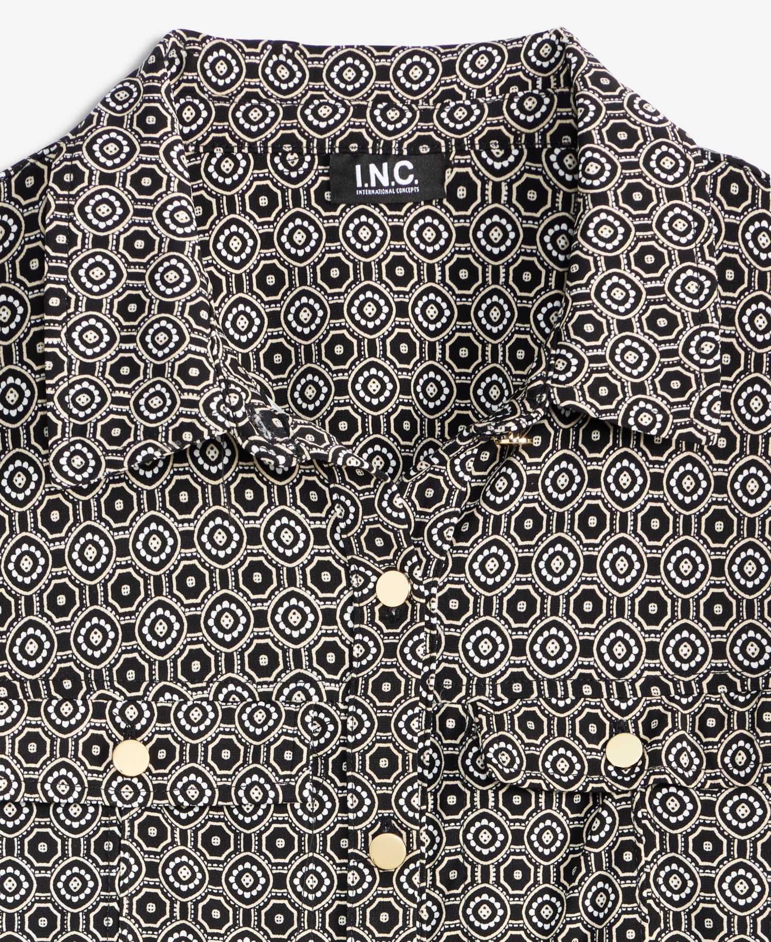 Women's Utility Printed Long-Sleeve Button-Up Blouse