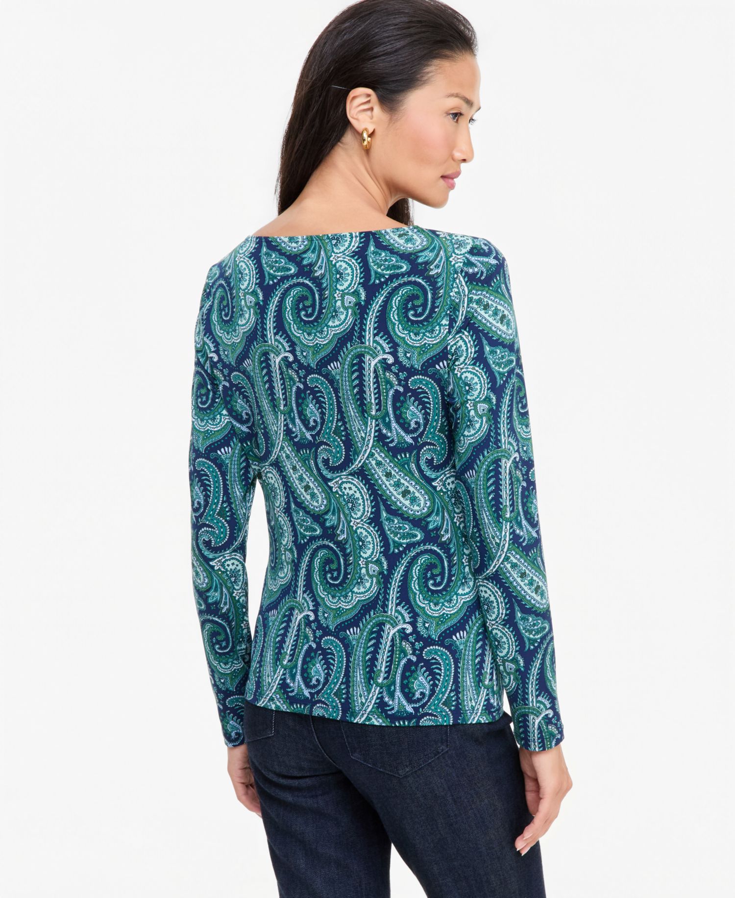 Women's Printed Cowl-Neck Long-Sleeve Top