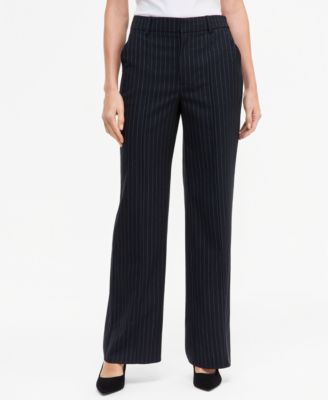 Women's Crystal Embellished Pinstripe Wide-Leg Pants