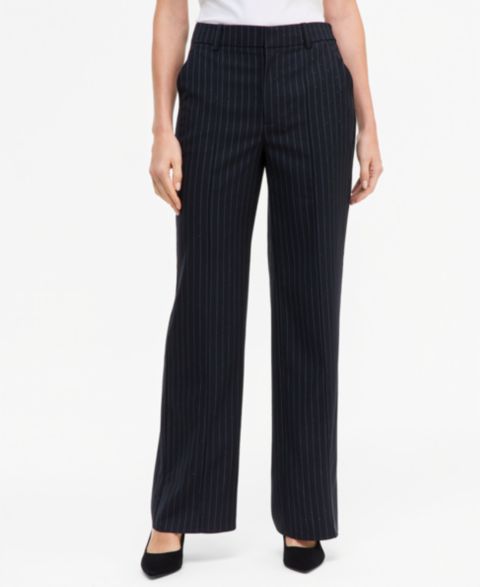 Женские брюки I.N.C. International Concepts Crystal Embellished Pinstripe Wide-Leg, цвет: Индиго ночной