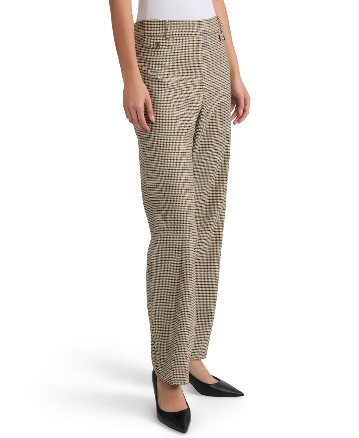 Petite Pull-On Plaid Straight-Leg Pants