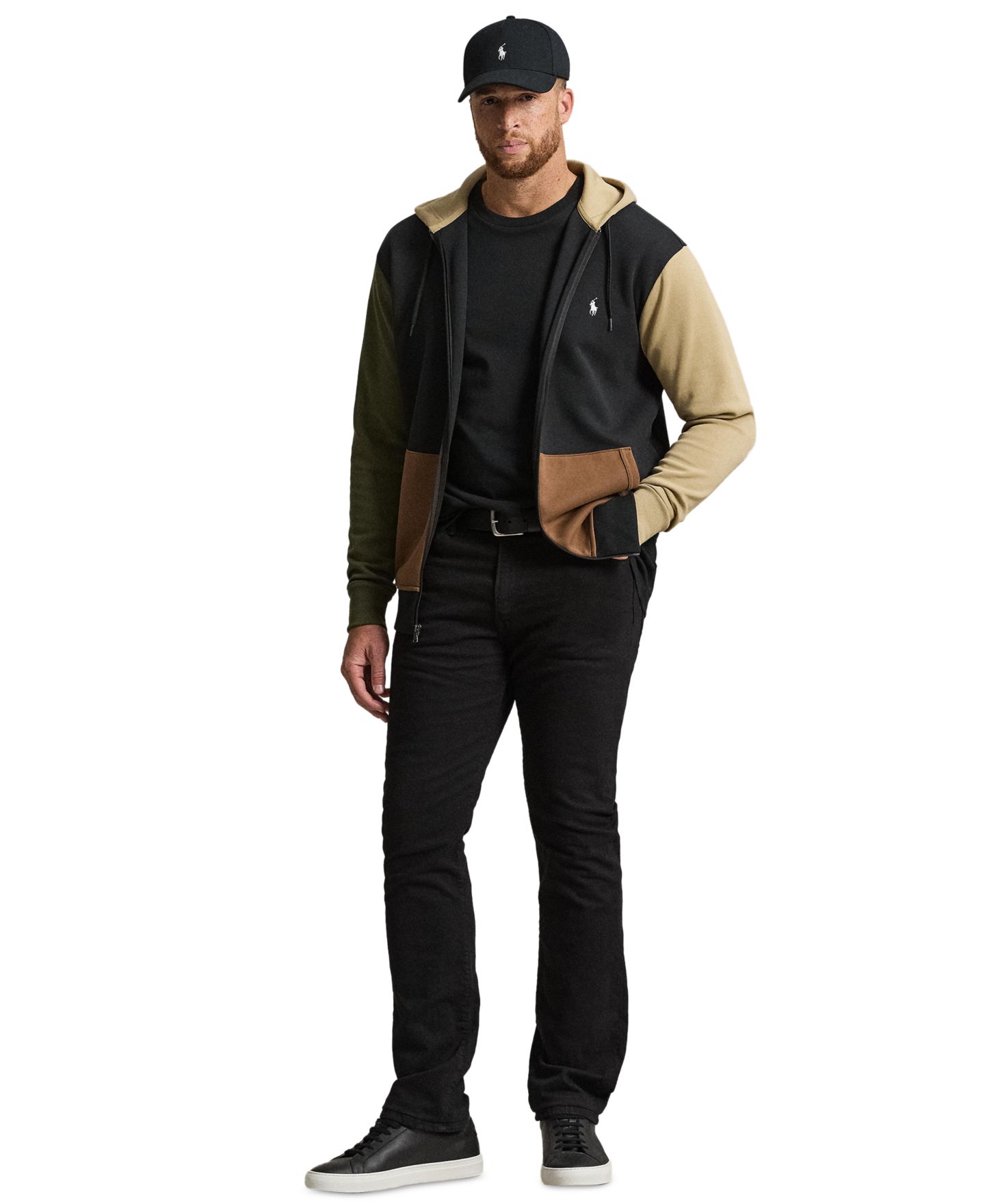 Мужское худи Polo Ralph Lauren Big & Tall Double-Knit Full-Zip, цвет: Чёрный разноцветный — фото 2