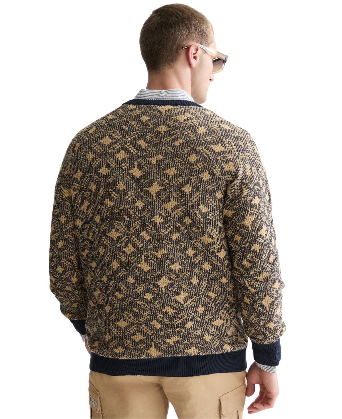 Scotch & Soda Men's Jacquard Wool-Blend Dropped Shoulder Crewneck Sweater