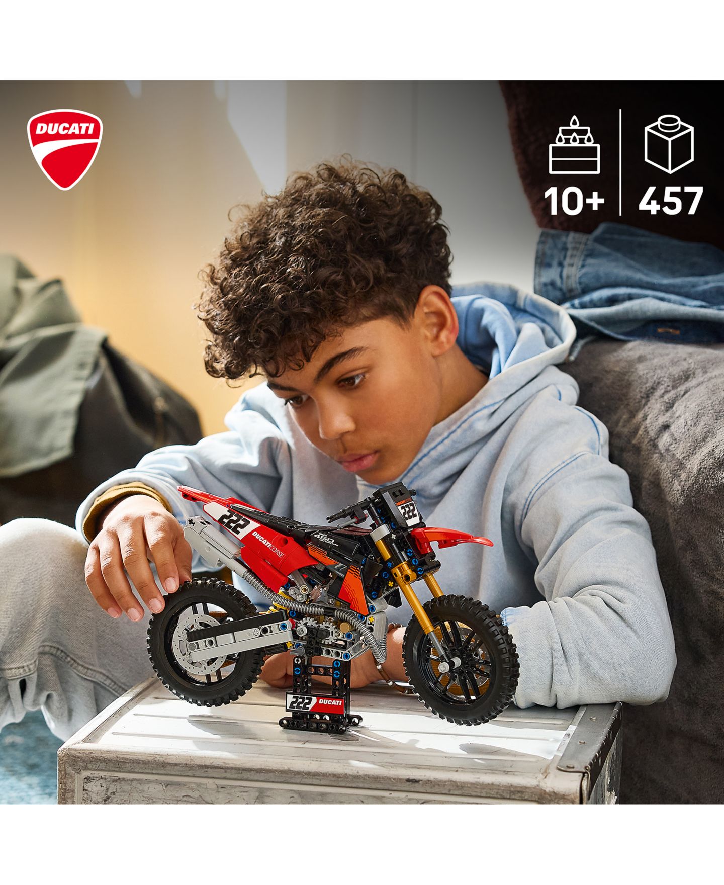 Детские конструкторы LEGO® Technic Ducati Desmo450 MX Factory Motorcycle 42238, 457 Pieces — фото 3