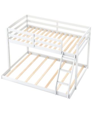 Twin Over Full Low Floor Wooden Bunk Bed Frame
