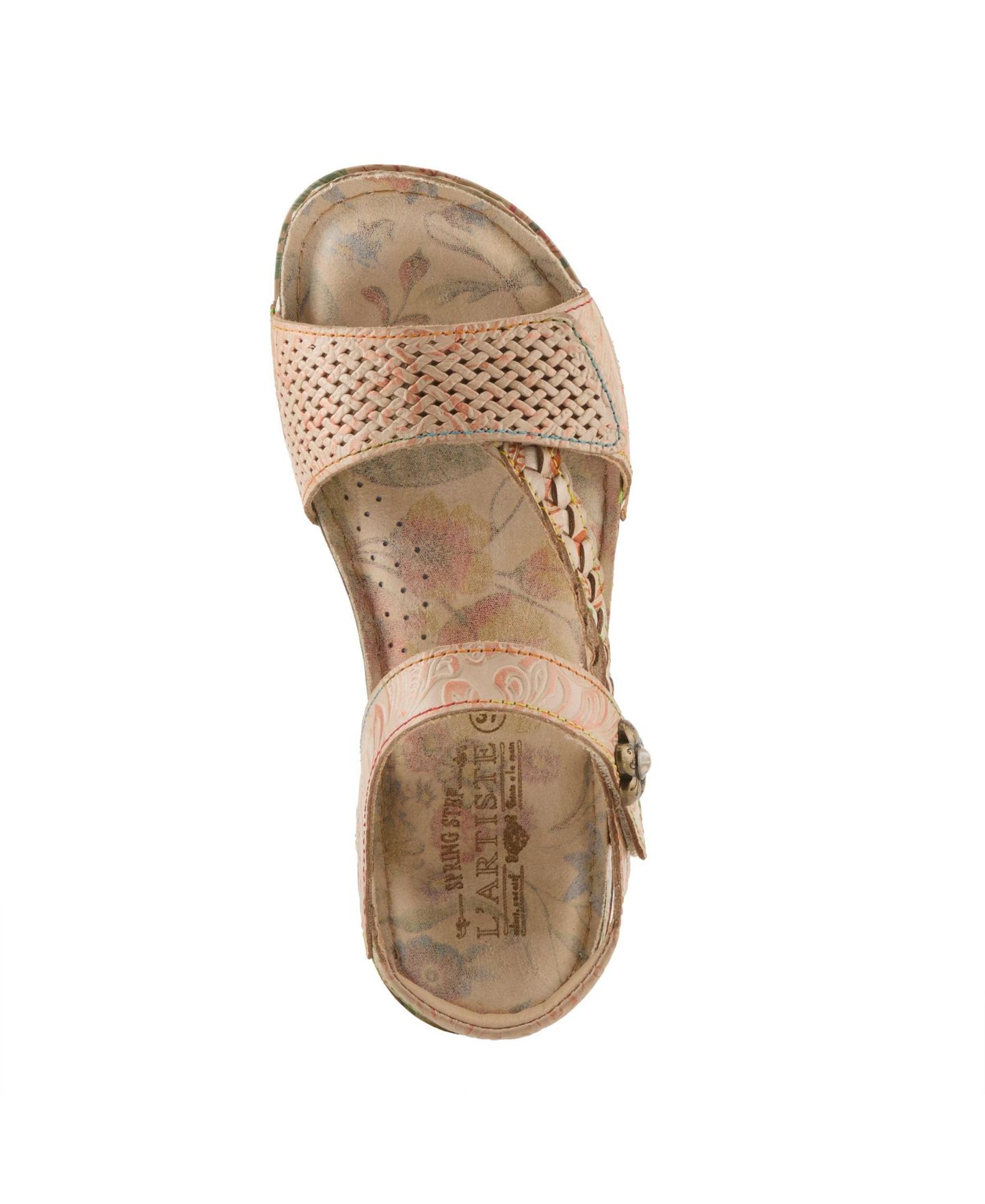 Женские сандалии L'Artiste Popular Quarter Strap Sandal with Leather Upper, цвет: Бежевый разноцветный — фото 5