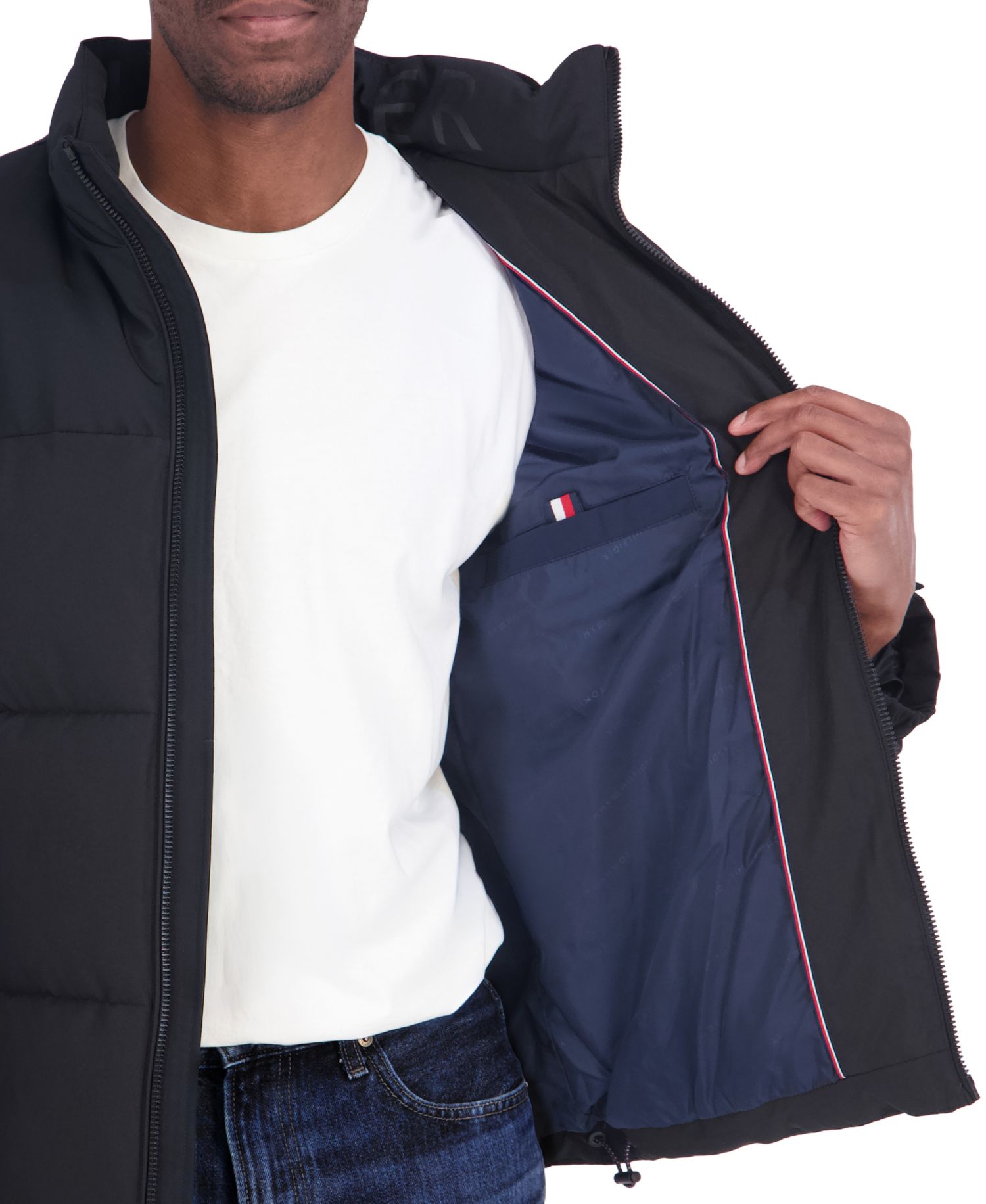 Men's Unhood Mix Media Puffer Jacket