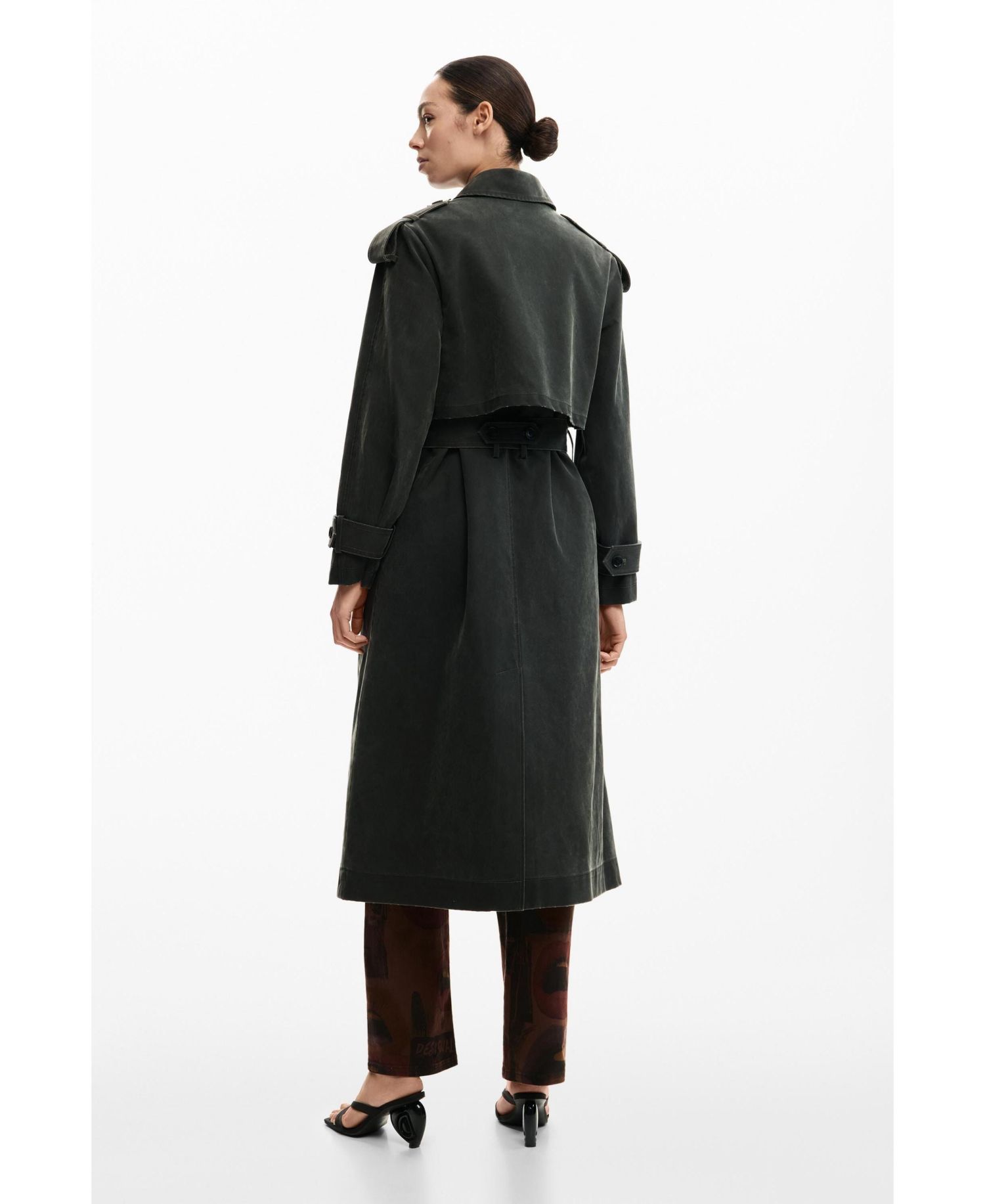 Women's Trench Coat Leather Effect