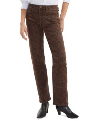 Petite Kennedy Straight Leopard Print Straight-Leg Jeans