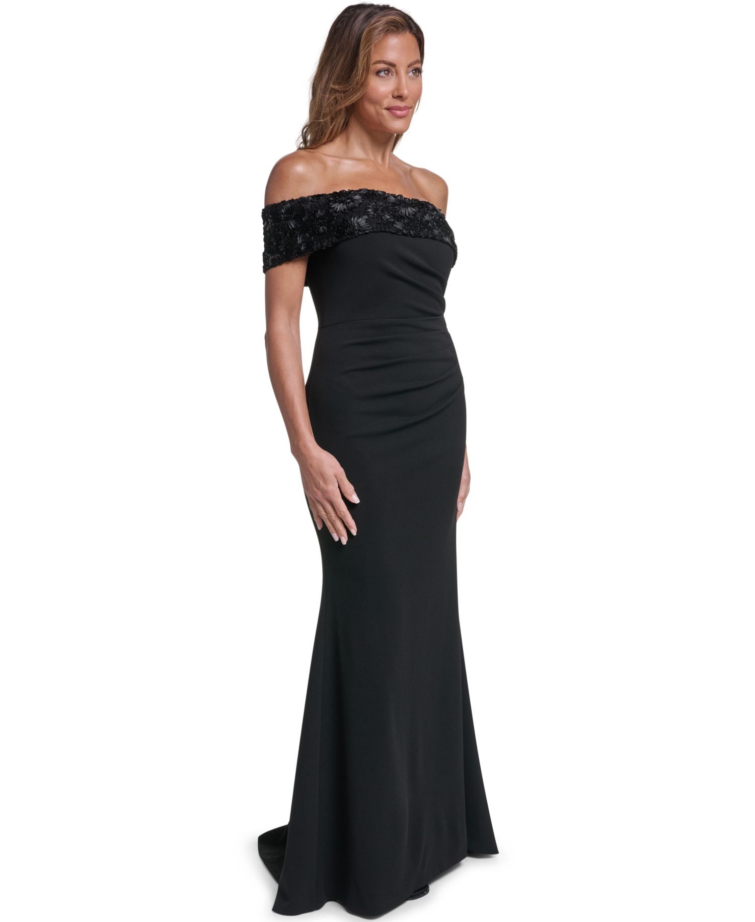 Petite One-Shoulder Embellished Formal Gown