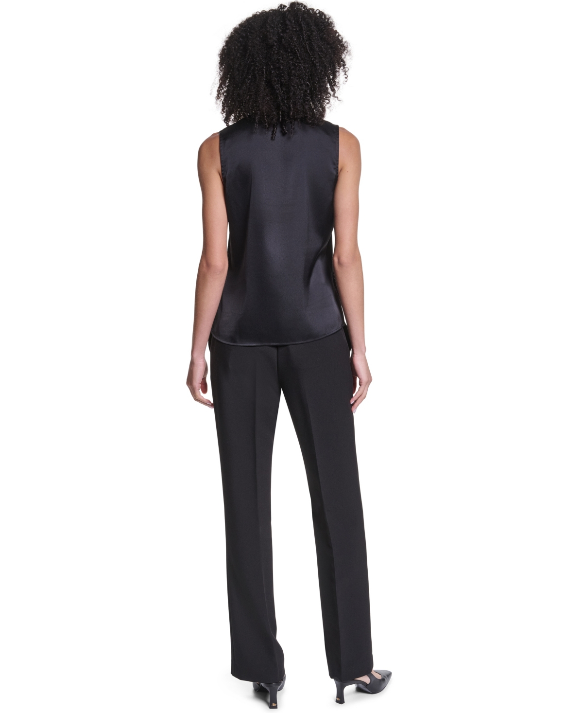 Karl Lagerfeld Paris Women's Sleeveless V-Neck Blouse Top