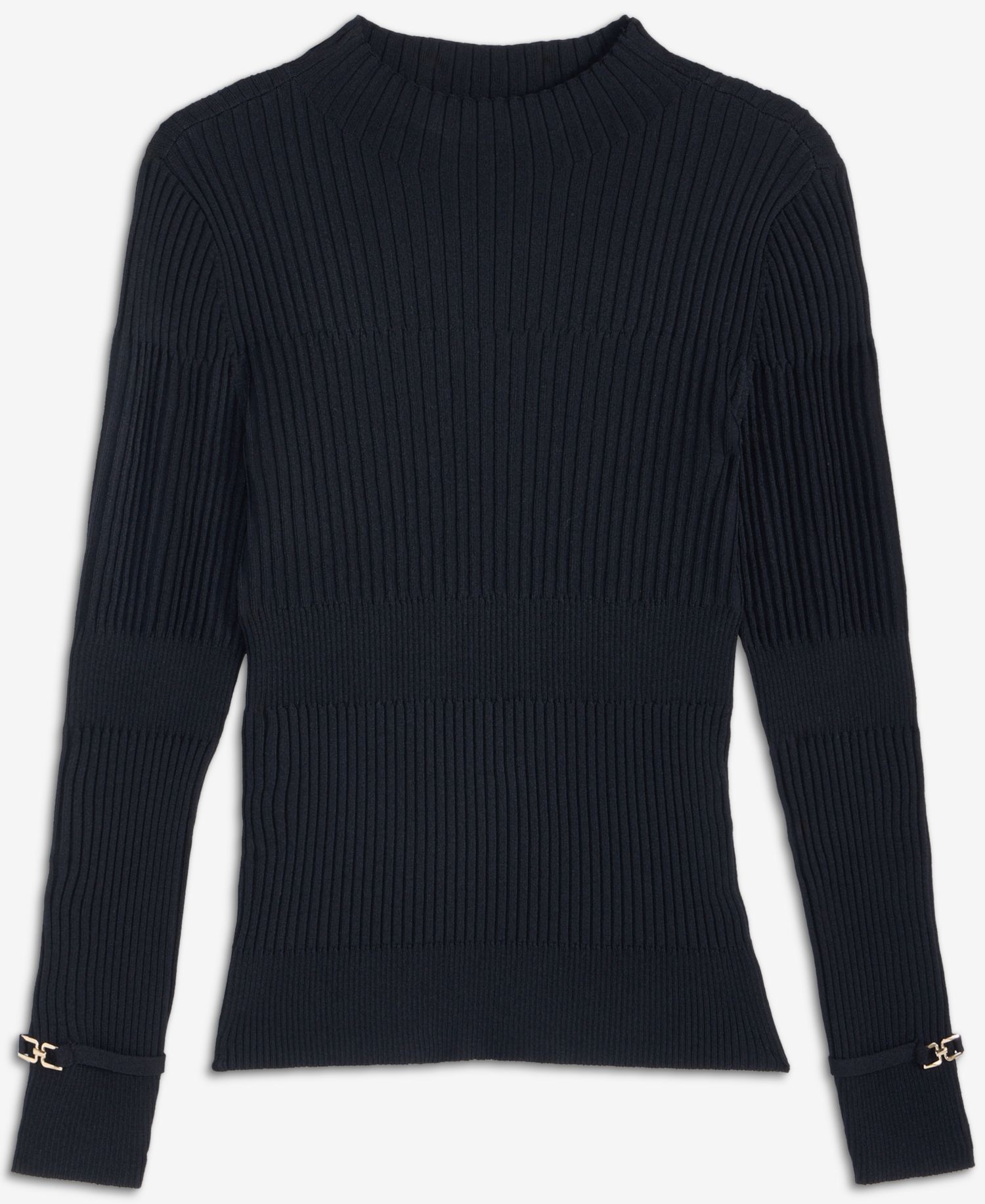 Women's Mock Neck Ribbed Long-Sleeve Sweater