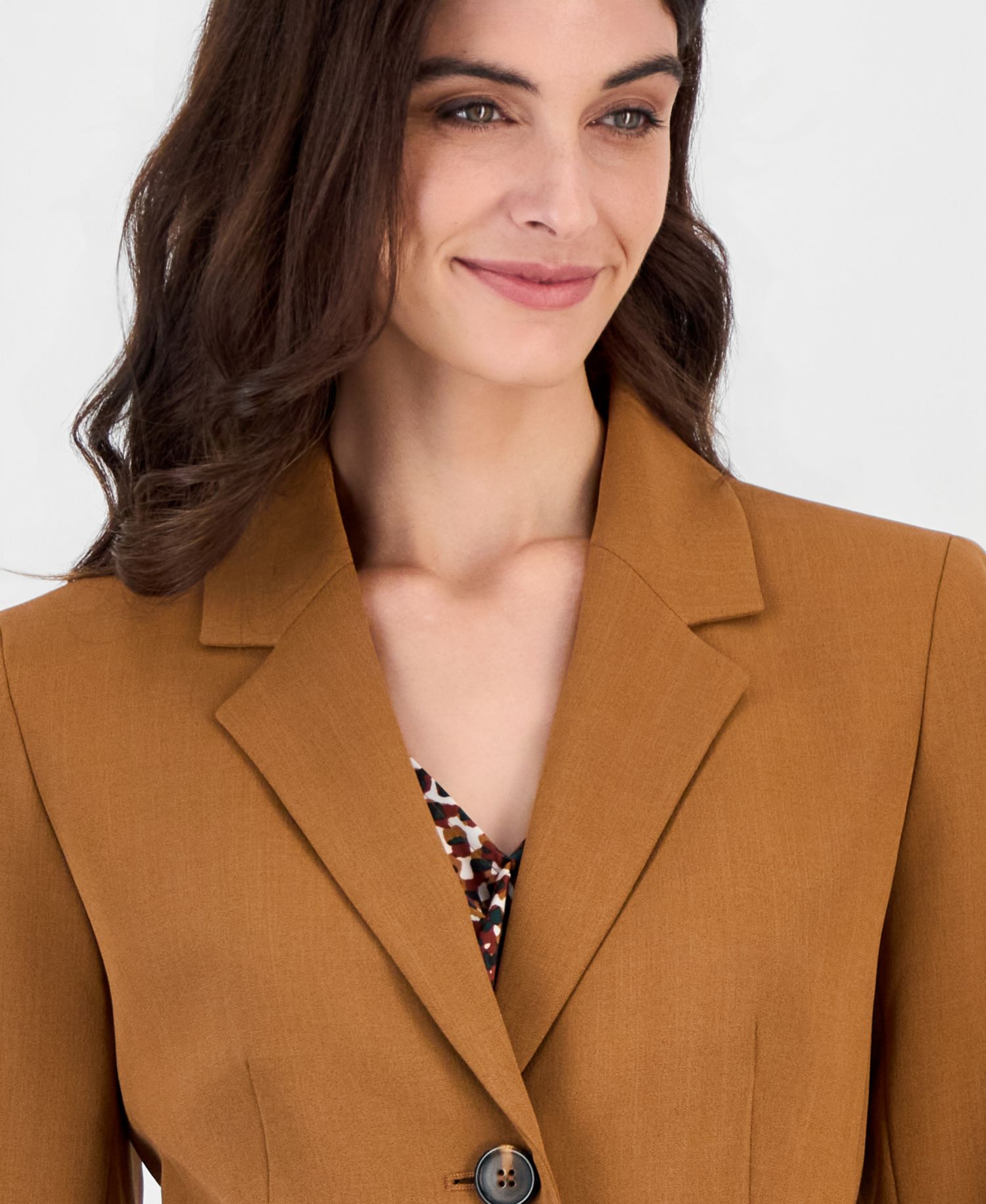 Women's Long Sleeve Stretch Crepe Two Button Blazer