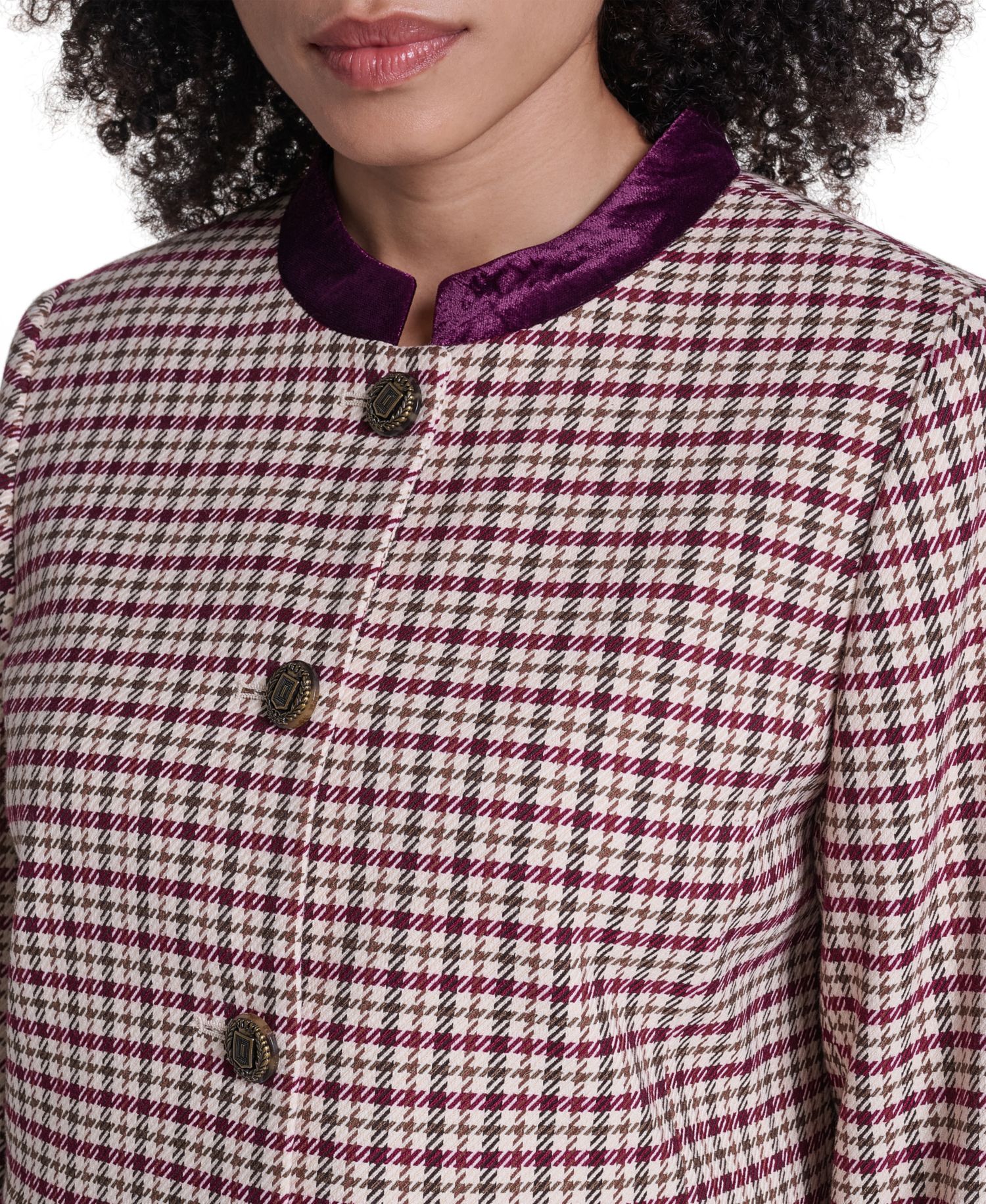 Petite Cropped Shoulder-Padded Woven Jacket