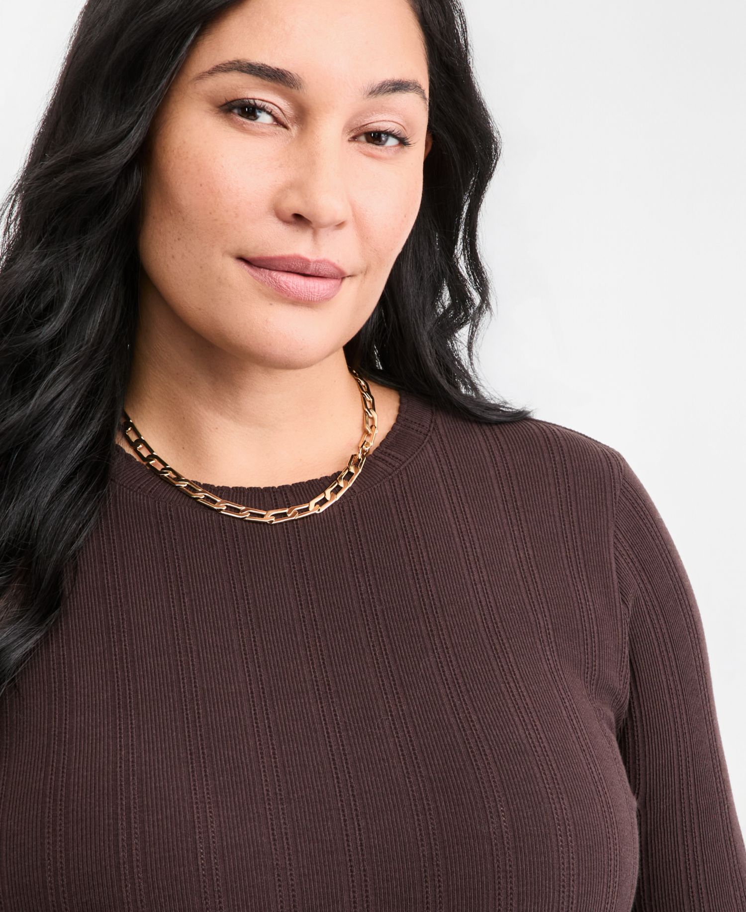 Plus Size Long-Sleeve Pointelle Cropped Meet & Greet T-Shirt