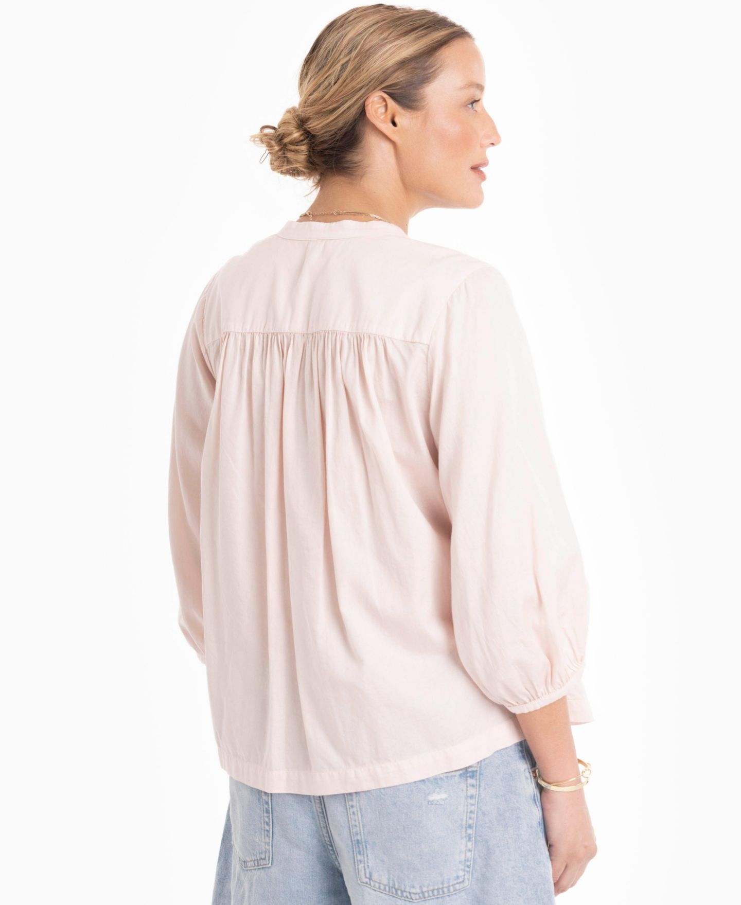 Женский топ Ocean+Main 3/4-Length Sleeve Button-Front Peasant, цвет: Sedona — фото 2