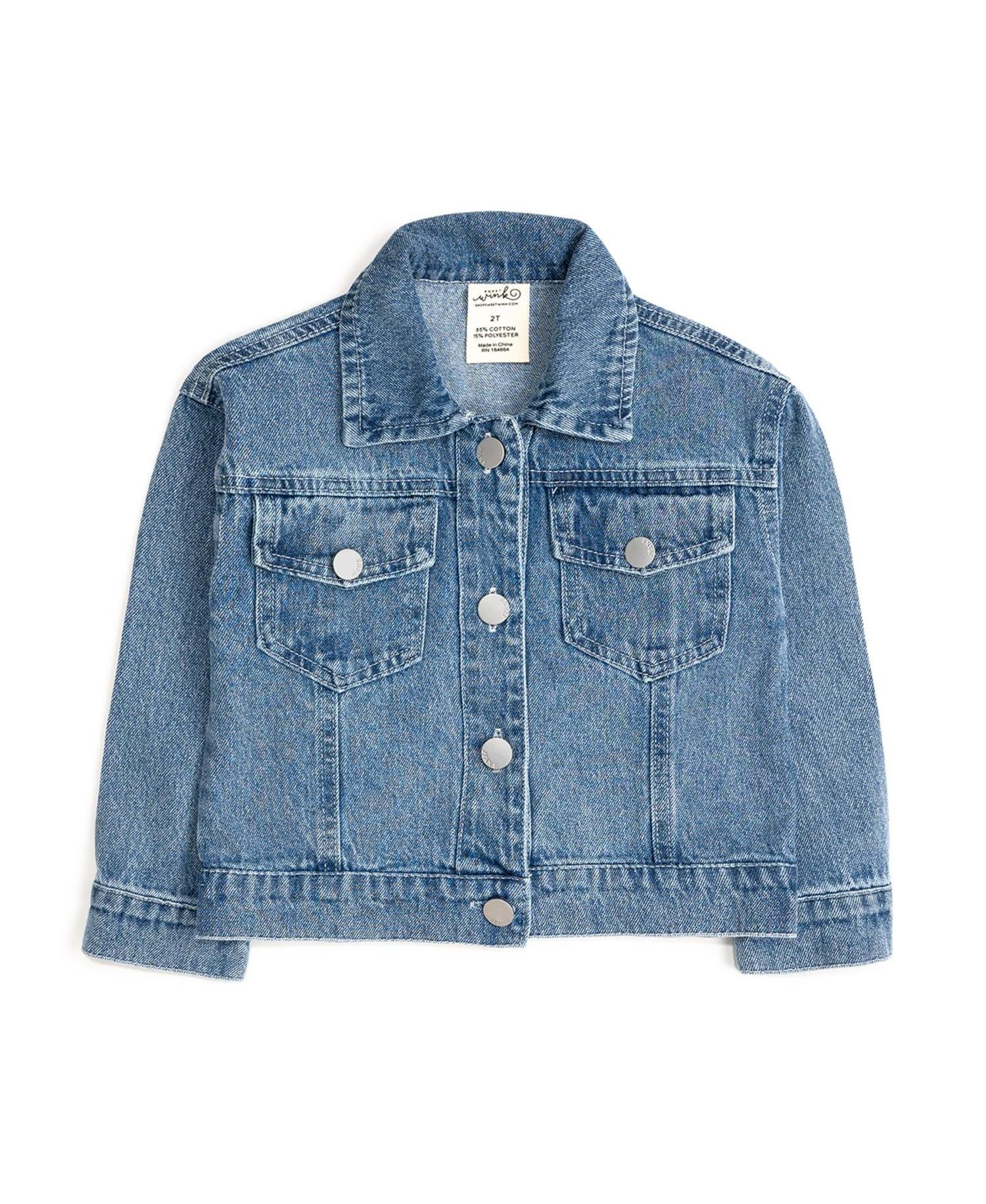 Big Girls Coquette Pumpkin Sequin Patch Denim Jacket