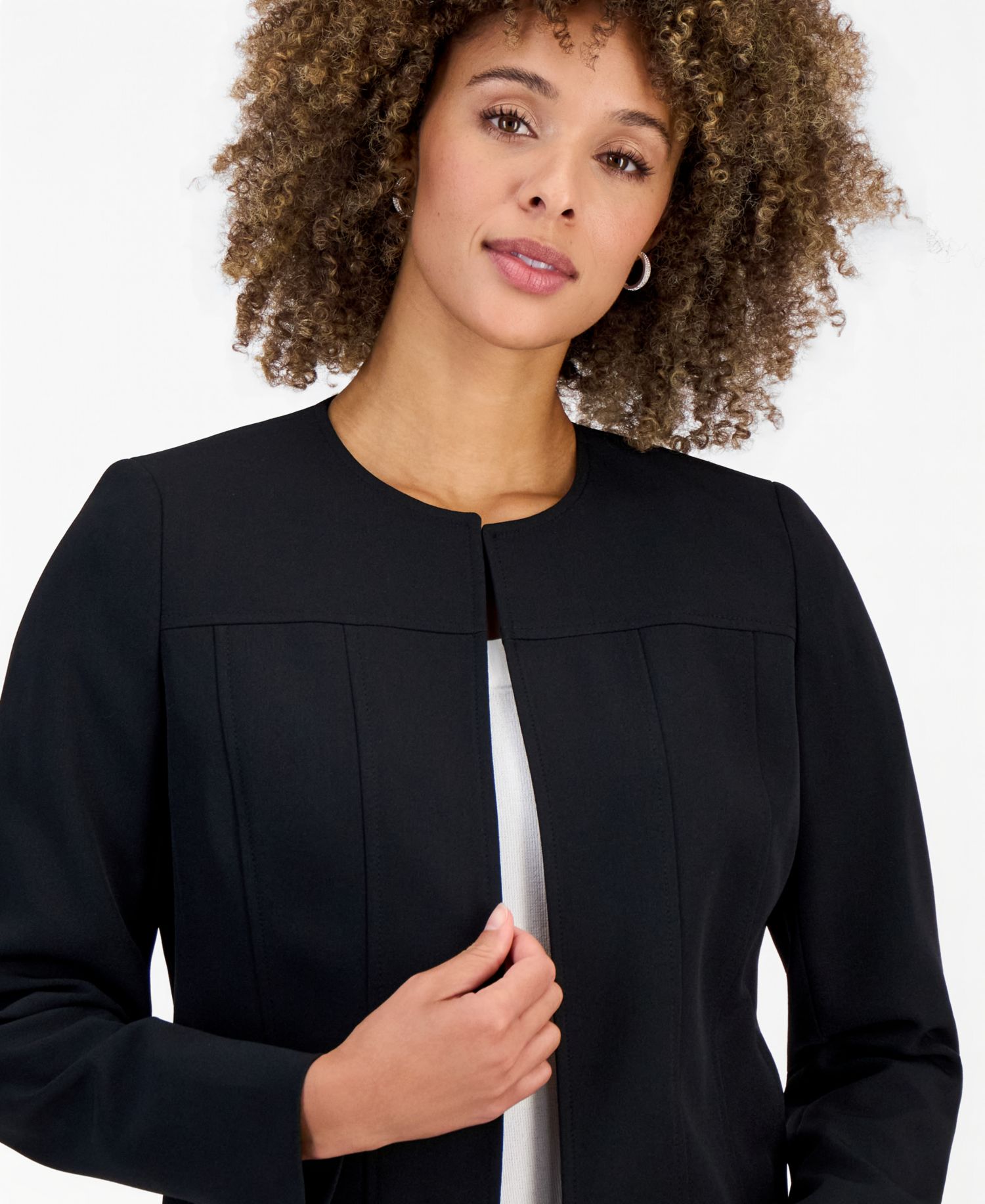 Women's Jewel Neck Seamed Cardigan