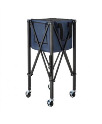 2-in-1 Tennis Pickleball Hopper with Pickup Tube Foldable Basket Cart Holds 150 or 260 Balls