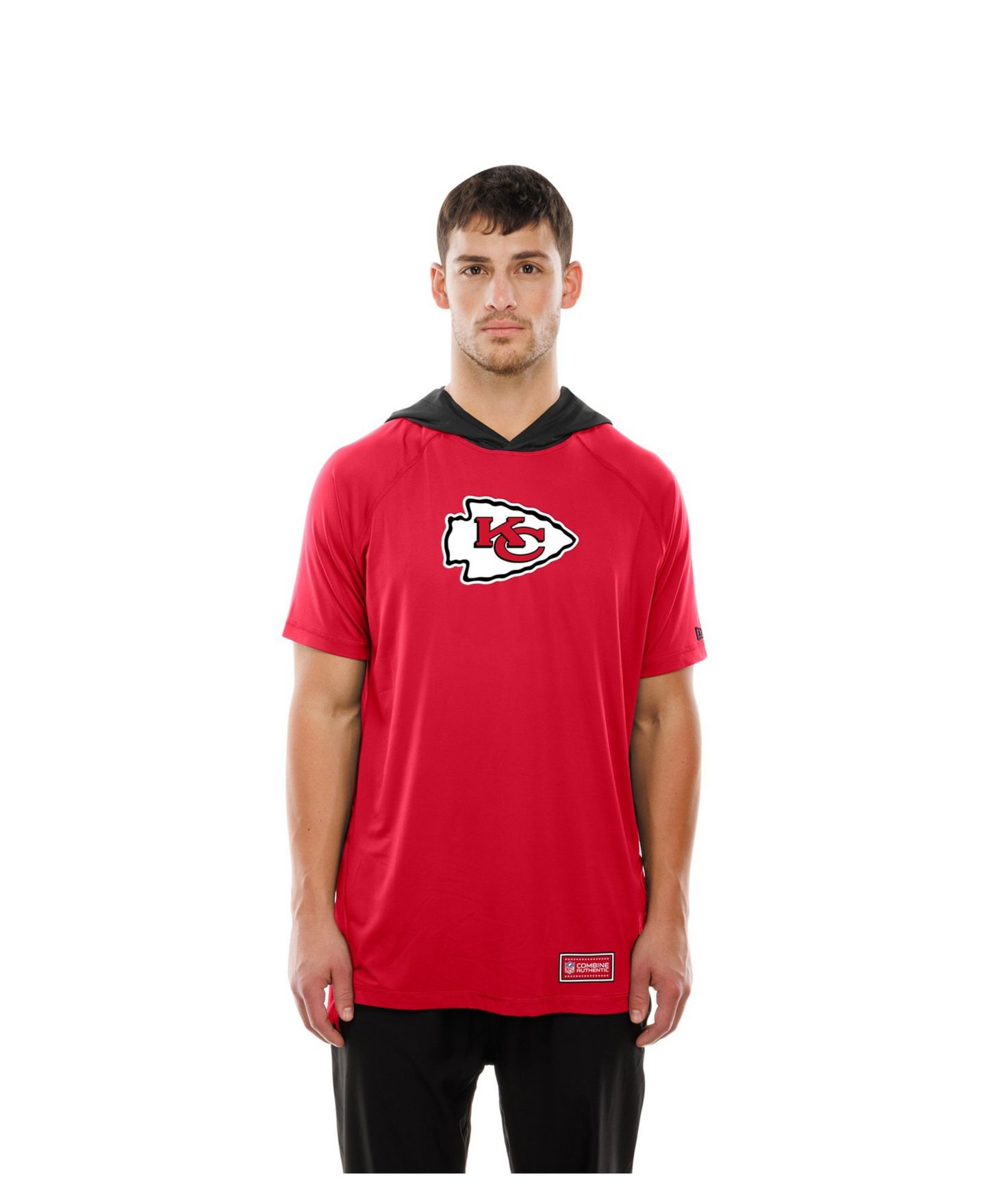 Мужская футболка New Era Red Kansas City Chiefs Combine Authentic Hooded Raglan Short-Sleeve — фото 2