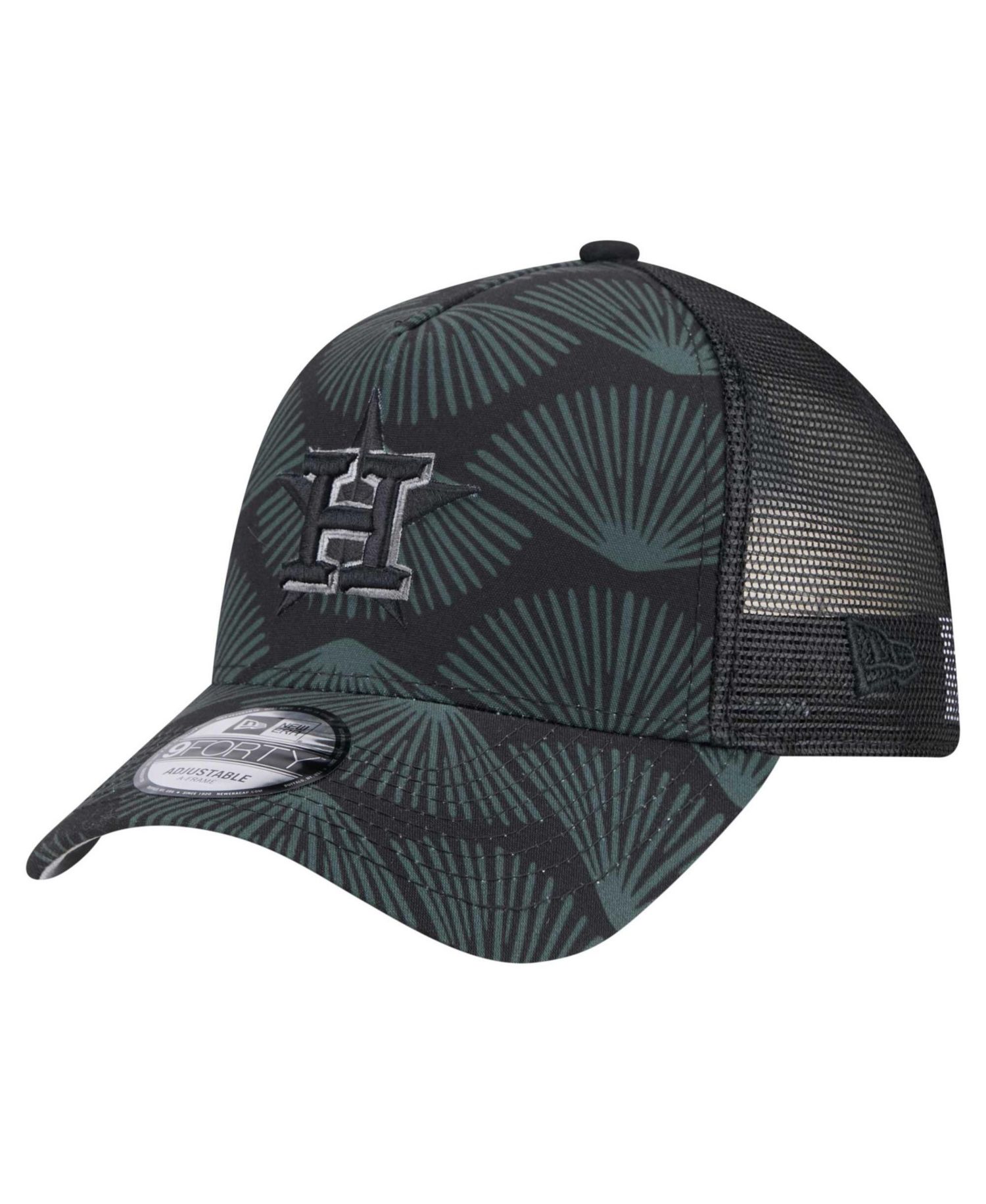 Men's Black Houston Astros 9FORTY A-Frame Trucker Adjustable Hat