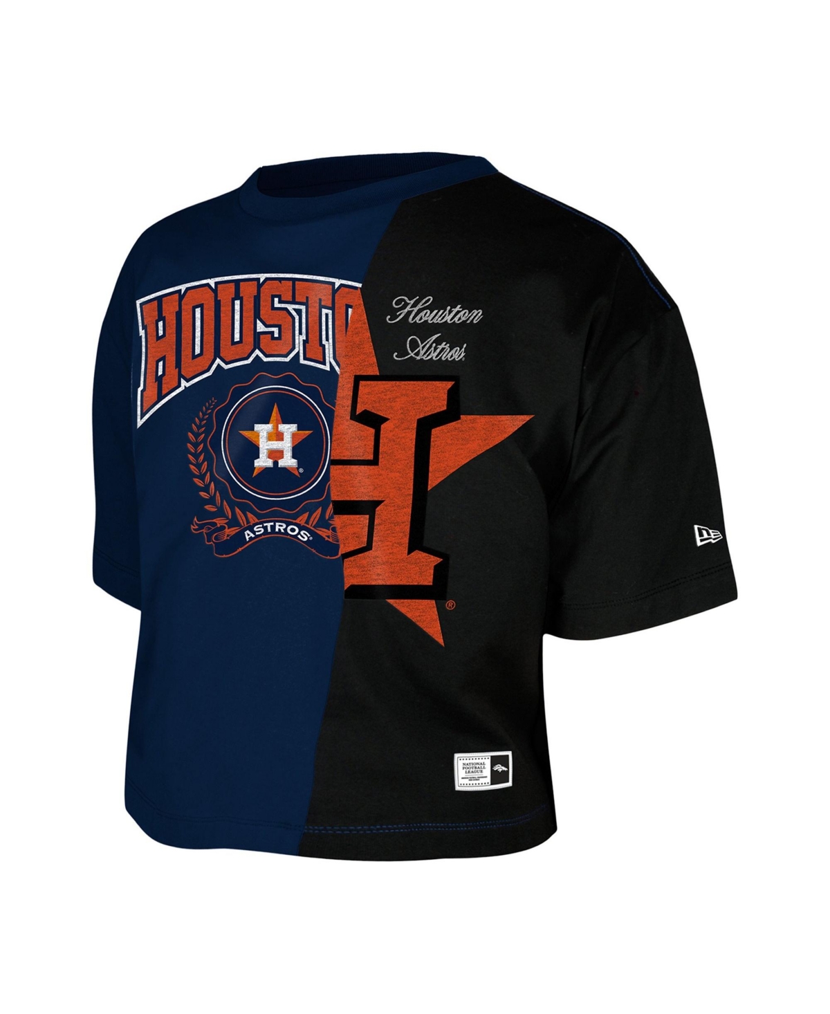 New Era Women's Houston Astros Color Block Boxy Cropped T-Shirt