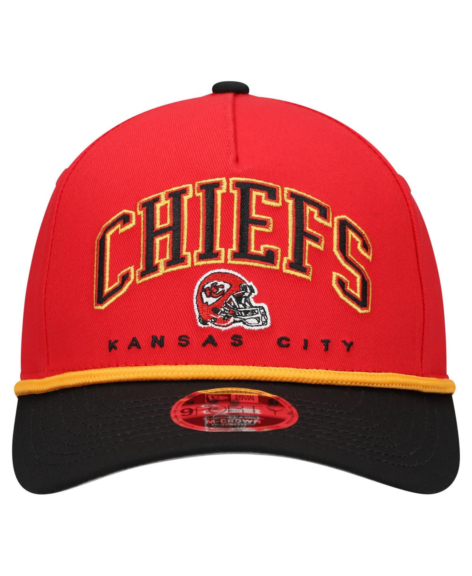Big Boys and Girls Red/Black Kansas City Chiefs Arch COOLERA 9FORTY A-Frame Adjustable Hat